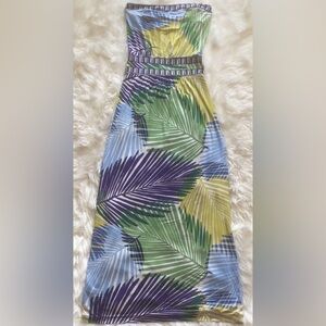BCBGMaxAzria Tropical 🌴 Printed Strapless Maxi Dress